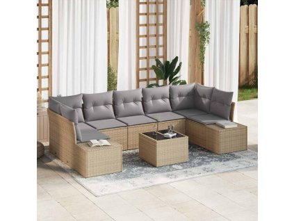 Sada zahradních pohovek 8 pcs Beige a šedá polyratan 3355649