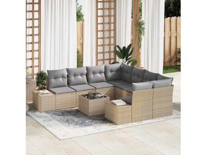 Sada zahradních pohovek 9 pcs Beige a šedá polyratan 3355669