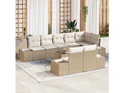 Sada zahradních pohovek s úložištěm Béžová a krémová Poly ratan 3355790
