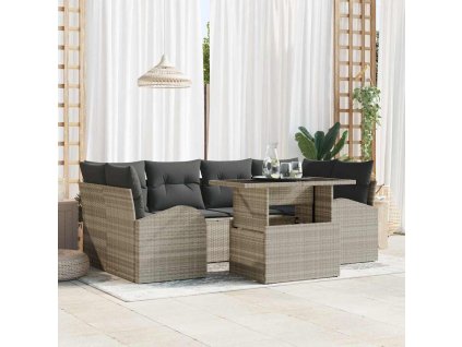 Sada zahradních pohovek 7 pcs Světle šedá Poly Ratan 3357315