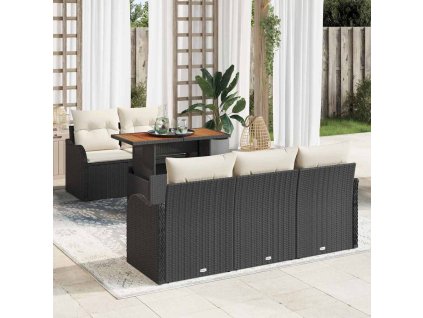 Sada zahradních pohovek s úložištěm 6 pcs Černá Poly ratan 3358133
