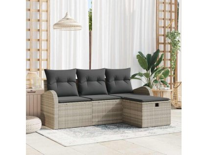 Sada zahradních pohovek 4 pcs Světle šedá Poly ratan 3360383