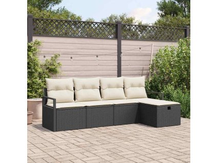 Sada zahradních pohovek s polštářem 5 pcs Černá Poly ratan 3360488