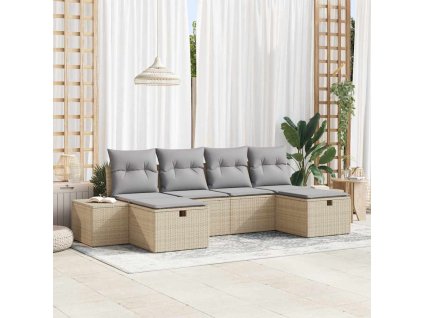 Sada zahradních pohovek s polštářem 6 pcs Béžová polyratan 3360751