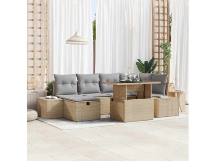 Sada zahradních pohovek 7 pcs Béžová polyratan 3361209