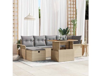 Sada zahradních pohovek 7 pcs Béžová polyratan 3361245