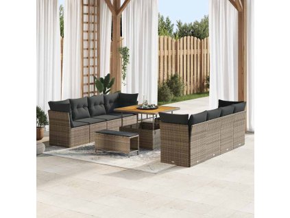 Sada zahradních pohovek 11 pcs Šedá polyratan 3361468