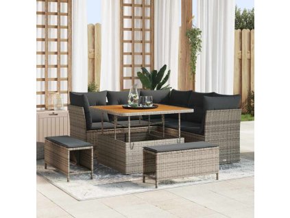 Sada zahradních pohovek 8 pcs Šedá polyratan 3361478