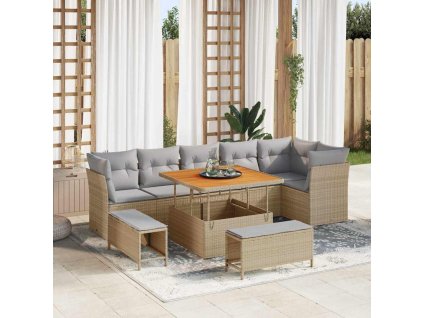 Sada zahradních pohovek 9 pcs Béžová polyratan 3361497