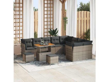 Sada zahradních pohovek 12 pcs Šedá polyratan 3361528