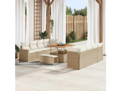 Sada zahradních pohovek 11 pcs Béžová polyratan 3361596