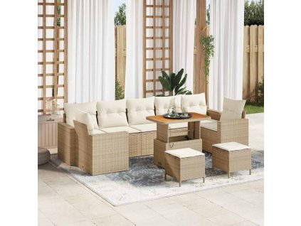 Sada zahradních pohovek 10 pcs Béžová polyratan 3361601