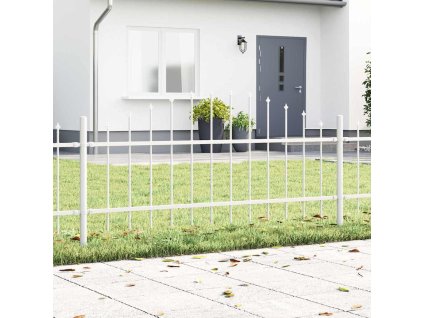 Zahradní plot 8 pcs Bílá 170 x 140 cm Práškově lakovaná ocel 3360172