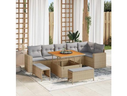 Sada zahradních pohovek 9 pcs Béžová polyratan 3361627
