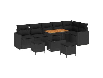 Sada zahradních pohovek 9 pcs Černá polyratan 3361634