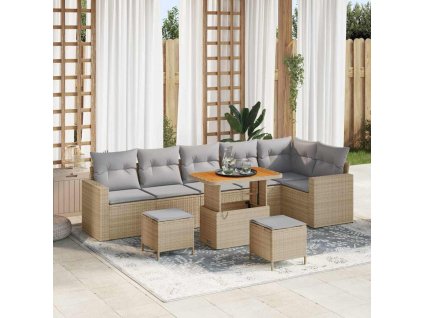 Sada zahradních pohovek 9 pcs Béžová polyratan 3361637