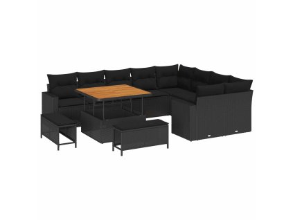 Sada zahradních pohovek 12 pcs Černá polyratan 3361644