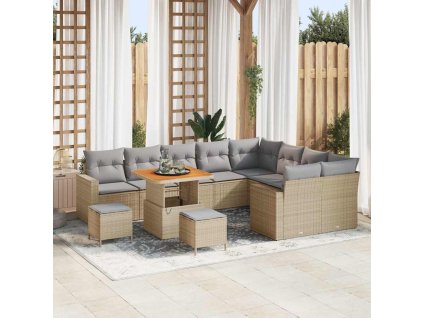Sada zahradních pohovek 12 pcs Béžová polyratan 3361652