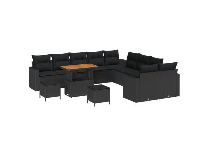 Sada zahradních pohovek 13 pcs Černá polyratan 3361674