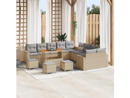 Sada zahradních pohovek 14 pcs Béžová polyratan 3361682