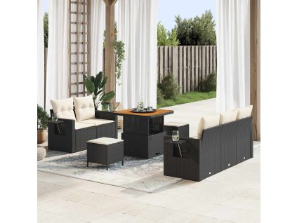 Sada zahradních pohovek s polštářem 8 pcs Černá polyratan 3361685