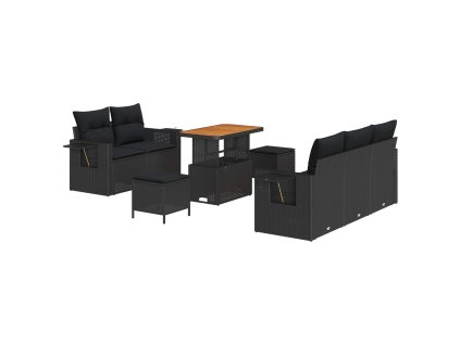 Sada zahradních pohovek s polštářem 8 pcs Černá polyratan 3361689