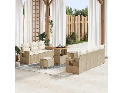 Sada zahradních pohovek 10 pcs Béžová polyratan 3361711