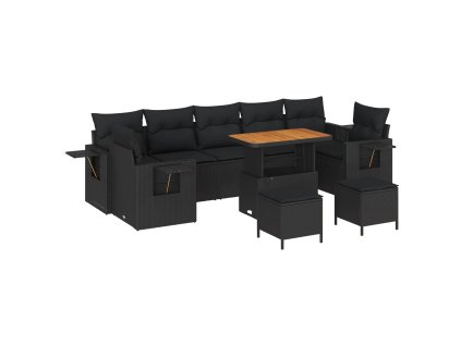 Sada zahradních pohovek 10 pcs Černá polyratan 3361729