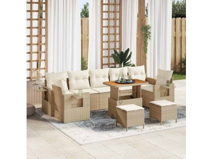 Sada zahradních pohovek 10 pcs Béžová polyratan 3361731