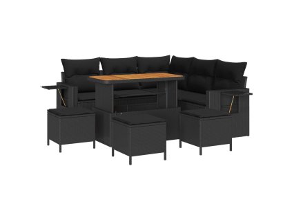 Sada zahradních pohovek s polštářem 9 pcs Černá polyratan 3361749