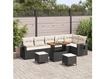 Sada zahradních pohovek 9 pcs Černá polyratan 3361765