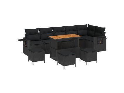 Sada zahradních pohovek 10 pcs Černá polyratan 3361769