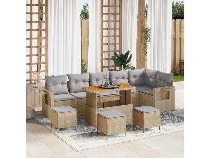 Sada zahradních pohovek 10 pcs Béžová polyratan 3361772