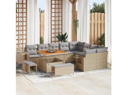 Sada zahradních pohovek 12 pcs Béžová polyratan 3361777