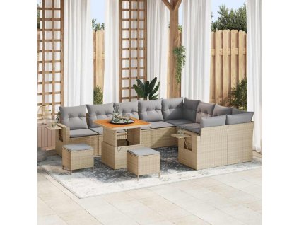 Sada zahradních pohovek 12 pcs Béžová polyratan 3361782
