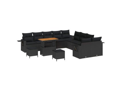 Sada zahradních pohovek 13 pcs Černá polyratan 3361804