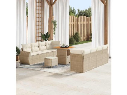 Sada zahradních pohovek s polštářem 11 pcs Béžová polyratan 3361846