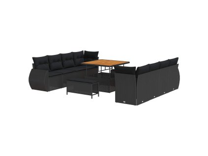 Sada zahradních pohovek s polštářem 11 pcs Černá polyratan 3361854