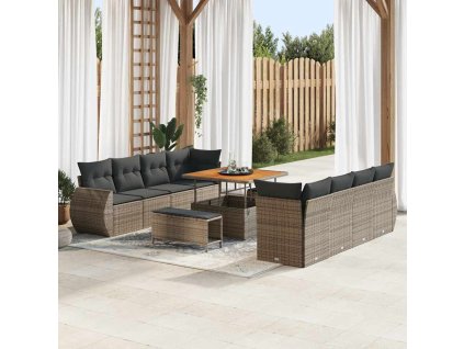 Sada zahradních pohovek s polštářem 11 pcs Šedá polyratan 3361858