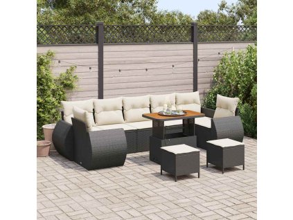 Sada zahradních pohovek 10 pcs Černá polyratan 3361860