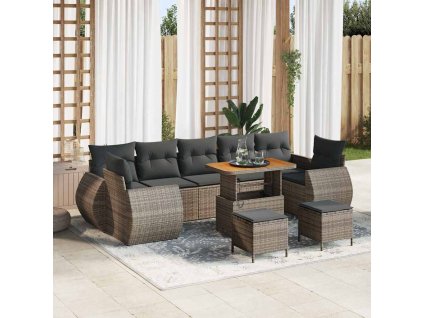 Sada zahradních pohovek 10 pcs Šedá polyratan 3361863