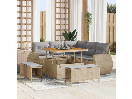 Sada zahradních pohovek 8 pcs Béžová polyratan 3361867