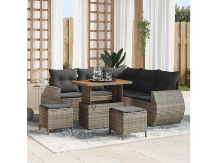 Sada zahradních pohovek 8 pcs Šedá polyratan 3361878