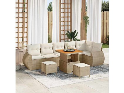 Sada zahradních pohovek 9 pcs Béžová polyratan 3361891