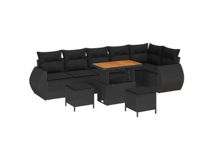 Sada zahradních pohovek 9 pcs Černá polyratan 3361894