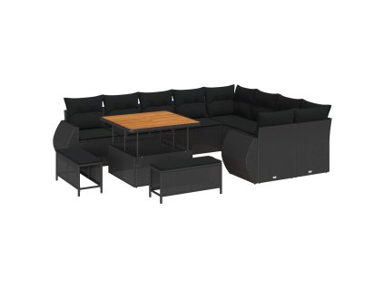Sada zahradních pohovek 12 pcs Černá polyratan 3361904