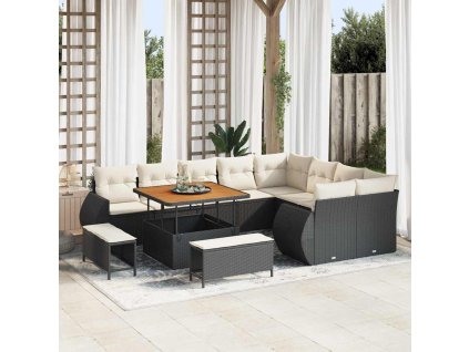 Sada zahradních pohovek 12 pcs Černá polyratan 3361905