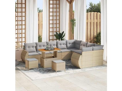 Sada zahradních pohovek 12 pcs Béžová polyratan 3361917