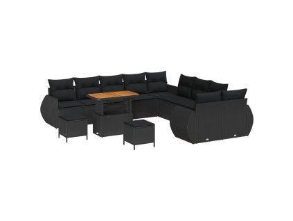 Sada zahradních pohovek 13 pcs Černá polyratan 3361934