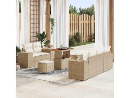 Sada zahradních pohovek s polštářem 8 pcs Béžová polyratan 3361951